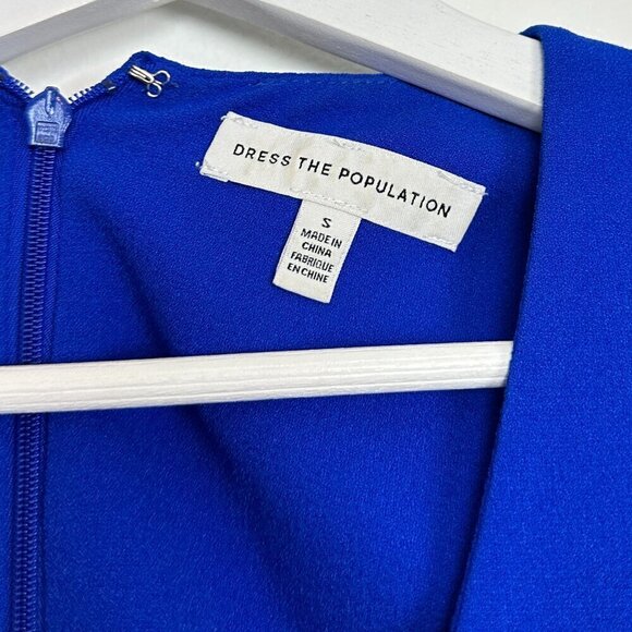 DRESS THE POPULATION Catalina Fit & Flare Cocktail Dress in Electric Blue Small - Picture 8 of 14